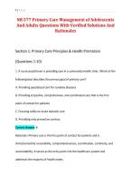 NR 577 Primary Care Management of Adolescents&NewLine;And Adults Questions With Verified Solutions And&NewLine;Rationales