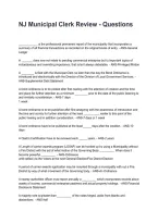 NJ Municipal Clerk Review - Questions 2026&sol;2027 &ndash; Questions and Answers &vert; Complete Verified Answers &NewLine;