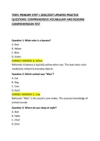 Toefl Primary Step 1 2026&sol;2027 Updated Practice Questions&colon; Comprehensive Vocabulary And Reading Comprehension Test