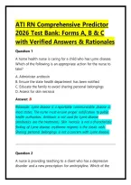 ATI RN Comprehensive Predictor 2026 Test Bank&colon; Forms A&comma; B & C with Verified Answers & Rationales