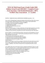 &NewLine;NUR 242 Med Surg Exam 4 Study Guide 2026 Edition Actual Exam 2026&sol;2027 &vert; Complete Exam-Style Questions with Detailed Rationales &vert; 100&percnt; Verified &vert; Pass Guaranteed &ndash; A&plus; Graded