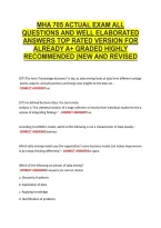 Mha 705 Actual Exam All &NewLine;Questions And Well Elaborated &NewLine;Answers Top Rated Version For &NewLine;Already A&plus; Graded Highly &NewLine;Recommended &vert;New And Revised 