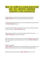 Mha 705 Complete Exam Questions &NewLine;And 100&percnt; Verified Answers &NewLine;&lpar;2026&sol;2027&rpar; Pass Guarantee
