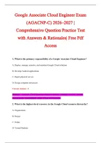 Google Associate Cloud Engineer Exam 2026-2027 QUESTIONS AND ANSWERS ALREADY GRADED A&plus;&period;&NewLine;100&percnt; Verified Solutions &vert; Updated Per Latest Guidelines &vert; Graded A&plus;