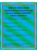 CMN 572 FINAL EXAM&NewLine;Updated Actual Questions and&NewLine;Correct Answers 2026&sol;2027&NewLine;edition Graded A&plus;&NewLine;It is at this location&comma; where squamous cells meet glandular cells&comma; that&NewLine;cancer is more likely to develop&period; - Transformation zone&NewLine;Pap Screening starts at what 