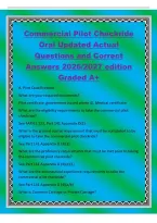 Commercial Pilot Checkride&NewLine;Oral Updated Actual&NewLine;Questions and Correct&NewLine;Answers 2026&sol;2027 edition&NewLine;Graded A&plus;&NewLine;A&period; Pilot Qualifications&NewLine;What are your required documents&quest;&NewLine;Pilot certificate&comma; government issued photo ID&comma; Medical certificate&NewLine;What are the elig