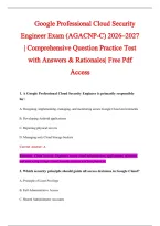 Google Professional Cloud Security Engineer Exam 2026-2027 QUESTIONS AND ANSWERS ALREADY GRADED A&plus;&period;&NewLine;100&percnt; Verified Solutions &vert; Updated Per Latest Guidelines &vert; Graded A&plus;