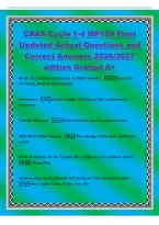 CRAS Cycle 1-4 MP100 Final&NewLine;Updated Actual Questions and&NewLine;Correct Answers 2026&sol;2027&NewLine;edition Graded A&plus;&NewLine;What are common parameters of digital reverb&quest; -Room Size&comma;&NewLine;Pre-Delay&comma; Reverb Time &lpar;Decay&rpar;&NewLine;Harmonics -whole number multiples of the fundamental&NewLine;freque