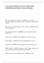 Nur 230 Maternal Exam 1 2026 With &NewLine;Verified Questions And Answers