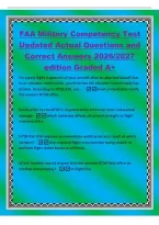 FAA Military Competency Test&NewLine;Updated Actual Questions and&NewLine;Correct Answers 2026&sol;2027&NewLine;edition Graded A&plus;&NewLine;On a post flight inspection of your aircraft after an aborted takeoff due&NewLine;to an elevator malfunction&comma; you find that the elevator control cable has&NewLine;