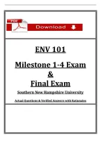 ENV 101 &NewLine;Milestone 1-4 Exam  &NewLine;&  &NewLine;Final Exam  &NewLine;Southern New Hampshire University &NewLine; &NewLine;Actual Questions & Verified Answers with Rationales