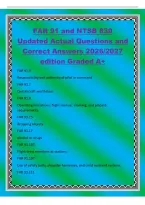 FAR 91 and NTSB 830&NewLine;Updated Actual Questions and&NewLine;Correct Answers 2026&sol;2027&NewLine;edition Graded A&plus;&NewLine;FAR 91&period;3&NewLine;Responsibility and authority of pilot in command&NewLine;FAR 91&period;7&NewLine;Civil aircraft worthiness&NewLine;FAR 91&period;9&NewLine;Operating limitations&colon; flight manua
