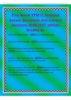 Fire Alarm TFM12 Updated&NewLine;Actual Questions and Correct&NewLine;Answers 2026&sol;2027 edition&NewLine;Graded A&plus;&NewLine;What does PLFA stand for&quest; -Power Limited Fire Alarm&NewLine;What does NPLFA stand for&quest; -Non Power Limited Fire Alarm&NewLine;What material must NPLFA circuit conductors be mad