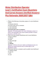 Water Distribution Operator Level 1 Exam Q&A 2026&sol;2027