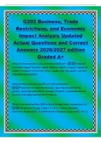 G202 Business&comma; Trade&NewLine;Restrictions&comma; and Economic&NewLine;Impact Analysis Updated&NewLine;Actual Questions and Correct&NewLine;Answers 2026&sol;2027 edition&NewLine;Graded A&plus;