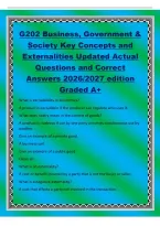 G202 Business&comma; Government &&NewLine;Society Key Concepts and&NewLine;Externalities Updated Actual&NewLine;Questions and Correct&NewLine;Answers 2026&sol;2027 edition&NewLine;Graded A&plus;