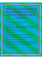 G202 exam 1 Powell Updated&NewLine;Actual Questions and Correct&NewLine;Answers 2026&sol;2027 edition&NewLine;Graded A&plus;&NewLine;game&NewLine;interaction between 2 or more parties in a society&NewLine;zero sum game&NewLine;value gained by certain parties exactly equals value lost by other parties&NewLine;- A gains 