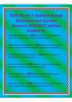 G202 Exam 1 Updated Actual&NewLine;Questions and Correct&NewLine;Answers 2026&sol;2027 edition&NewLine;Graded A&plus;&NewLine;Social Efficiency Definition -Occurs when society obtains the&NewLine;maximum net value from its limited available resources&period;&NewLine;Optimal Point in Social Efficiency -Achieved a