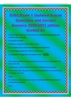 G202 Exam 1 Updated Actual&NewLine;Questions and Correct&NewLine;Answers 2026&sol;2027 edition&NewLine;Graded A&plus;&NewLine;Which of the following is not one of the competitive advantages that&NewLine;allowed Uber to disrupt&NewLine;the taxicab market&quest;&NewLine;A&period; Efficient scaling in a two-sided market&period;&NewLine;B&period; In