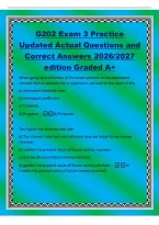 G202 Exam 3 Practice&NewLine;Updated Actual Questions and&NewLine;Correct Answers 2026&sol;2027&NewLine;edition Graded A&plus;&NewLine;When gauging the fraction of the total variation in the dependent&NewLine;variable that is explained by a regression&comma; we look at the value of the&NewLine;a&rpar; estimated stan