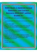 G202 Exam 3 Updated Actual&NewLine;Questions and Correct&NewLine;Answers 2026&sol;2027 edition&NewLine;Graded A&plus;&NewLine;The goal of ESG value creation may be more aligned with the interests&NewLine;of&NewLine;a passive index investor who is looking for more long-term and durable&NewLine;returns&NewLine;1 multiple