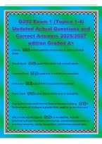 G202 Exam 1 &lpar;Topics 1-4&rpar;&NewLine;Updated Actual Questions and&NewLine;Correct Answers 2026&sol;2027&NewLine;edition Graded A&plus;&NewLine;scarcity -Limited quantities of resources to meet unlimited&NewLine;wants&NewLine;Private Good -a good that is both rival and excludable&NewLine;Common Good - a good that is