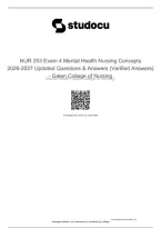 NUR 253 Exam 4 Mental Health Nursing Concepts 2026-2027 Updated Questions & Answers &lpar;Verified Answers&rpar;