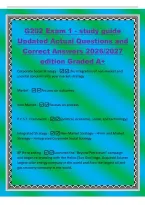 G202 Exam 1 - study guide&NewLine;Updated Actual Questions and&NewLine;Correct Answers 2026&sol;2027&NewLine;edition Graded A&plus;&NewLine;Corporate Social Strategy -the integration of non-market and&NewLine;societal concerns into your market strategy&period;&NewLine;Market -focuses on outcomes&NewLine;Non-Market -foc