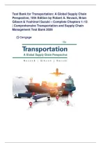 Test Bank for Transportation&colon; A Global Supply Chain Perspective&comma; 10th Edition by Robert A&period; Novack&comma; Brian Gibson & Yoshinori Suzuki &vert; Complete Chapters 1-13 &vert; Verified Questions & Answers &vert; Latest 2026&sol;2027 Update