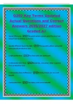 G202 Key Terms Updated&NewLine;Actual Questions and Correct&NewLine;Answers 2026&sol;2027 edition&NewLine;Graded A&plus;&NewLine;Social Efficiency - The point where society gets the most net&NewLine;value from its limited resources&period;&NewLine;Socially Efficient Quantity &lpar;Qe&rpar; -The quantity where consumer&NewLine;va