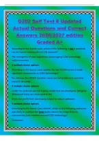 G202 Self Test 8 Updated&NewLine;Actual Questions and Correct&NewLine;Answers 2026&sol;2027 edition&NewLine;Graded A&plus;&NewLine;According to the Suncor case&comma; which of the following is not a potential&NewLine;risk for Suncor without the ICO2N network&quest;&NewLine;The emergence of new r