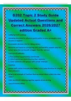 G202 Topic 2 Study Guide&NewLine;Updated Actual Questions and&NewLine;Correct Answers 2026&sol;2027&NewLine;edition Graded A&plus;&NewLine;Lobbying &lpar;rent seeking&rpar;&NewLine;spending resources to influence public policy so your group gets more&NewLine;income or support&NewLine;Economists decision rule for taking ac
