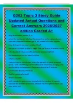 G202 Topic 3 Study Guide&NewLine;Updated Actual Questions and&NewLine;Correct Answers 2026&sol;2027&NewLine;edition Graded A&plus;&NewLine;Why do countries import at all&quest;&NewLine;when the world price is below the domestic price foreign producers&NewLine;have the comparative advantage so the domestic count
