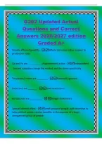 G202 Updated Actual&NewLine;Questions and Correct&NewLine;Answers 2026&sol;2027 edition&NewLine;Graded A&plus;&NewLine;Socially efficient quantity -Where consumer value is equal to&NewLine;production costs&NewLine;Qe and Pe are &lowbar;&lowbar;&lowbar;&lowbar;&lowbar;&lowbar;&lowbar;&lowbar;&lowbar;&lowbar; of government action -Independent&NewLine;-Tax and subsidies change the ma
