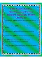 G202 Updated Actual&NewLine;Questions and Correct&NewLine;Answers 2026&sol;2027 edition&NewLine;Graded A&plus;&NewLine;social efficiency - the amount of a good&sol;service that should be&NewLine;produced and consumed where consumer value &equals; production cost&NewLine;effcient quanity &lpar;Qe&rpar; -the quantity where the 