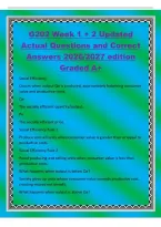 G202 Week 1 &plus; 2 Updated&NewLine;Actual Questions and Correct&NewLine;Answers 2026&sol;2027 edition&NewLine;Graded A&plus;&NewLine;Social Efficiency&NewLine;Occurs when output Qe is produced&comma; appropriately balancing consumer&NewLine;value and productive costs&period;&NewLine;Qe&NewLine;The socially efficient quantity&sol;output