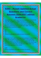 G202 &ndash; Powell Updated Actual&NewLine;Questions and Correct&NewLine;Answers 2026&sol;2027 edition&NewLine;Graded A&plus;&NewLine;Consumers A&comma; B&comma; C&comma; and D respectively have a willingness to pay of &dollar;130&comma;&NewLine;&dollar;100&comma; &dollar;80&comma; and &dollar;50 for one widget&period; Firms W&period; X&period; Y&comma; and Z each have&NewLine;capacity to produce one
