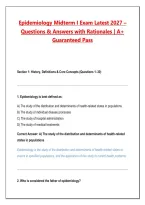 Epidemiology Midterm I Exam Latest 2027 &ndash;&NewLine;Questions & Answers with Rationales &vert; A&plus;&NewLine;Guaranteed Pass&NewLine;