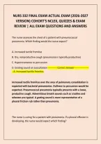 Nurs 332 Final Exam Actual Exam &lpar;2026-2027 Version&rpar; Cohort's Nclex&comma; Quizzes & Exam Review &vert; All Exam Questions And Answers