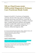 NR 511 Final Exam 2026&colon; &NewLine;Differential Diagnosis & Primary &NewLine;Care Practicum Study Guide 
