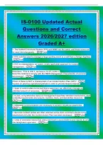 IS-0100 Updated Actual&NewLine;Questions and Correct&NewLine;Answers 2026&sol;2027 edition&NewLine;Graded A&plus;