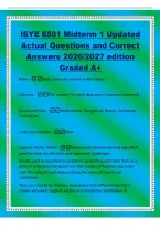 ISYE 6501 Midterm 1 Updated&NewLine;Actual Questions and Correct&NewLine;Answers 2026&sol;2027 edition&NewLine;Graded A&plus;&NewLine;Rows -Data points are values in data tables&NewLine;Columns -The 'answer' for each data point &lpar;response&sol;outcome&rpar;&NewLine;Structured Data -