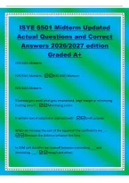 ISYE 6501 Midterm Updated&NewLine;Actual Questions and Correct&NewLine;Answers 2026&sol;2027 edition&NewLine;Graded A&plus;