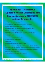 ISYE 6501 - Midterm 1&NewLine;Updated Actual Questions and&NewLine;Correct Answers 2026&sol;2027&NewLine;edition Graded A&plus;&NewLine;What do descriptive questions ask&quest;&NewLine;What happened&quest; &lpar;e&period;g&period;&comma; which customers are most alike&rpar;&NewLine;What do predictive questions ask&quest;&NewLine;What will happen&quest; &lpar;e&period;g&period;&comma; what 