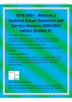 ISYE 6501 - Midterm 2&NewLine;Updated Actual Questions and&NewLine;Correct Answers 2026&sol;2027&NewLine;edition Graded A&plus;&NewLine;when might overfitting occur&NewLine;when the &num; of factors is close to or larger than the &num; of data points&NewLine;causing the model to potentially fit too closely to ran