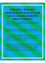 ISYE 6501 - Midterm 2&NewLine;Updated Actual Questions and&NewLine;Correct Answers 2026&sol;2027&NewLine;edition Graded A&plus;&NewLine;when might overfitting occur -when the &num; of factors is close to&NewLine;or larger than the &num; of data points causing the model to potentially fit&NewLine;too closely to ra