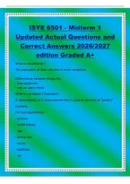ISYE 6501 - Midterm 1&NewLine;Updated Actual Questions and&NewLine;Correct Answers 2026&sol;2027&NewLine;edition Graded A&plus;&NewLine;What is classification&quest;&NewLine;The separation of data into two or more categories&NewLine;Differentiate between things like&NewLine;- loan applicants&NewLine;- real vs&period; spam email&NewLine;Wh