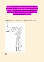 BIOC 385 Metabolic Biochemistry Exam 4 Review Test Bank B - 300 Latest Real Exam Questions with Correct Answers and Well-elaborated Rationales &sol; BIOC 385 Exam 4 Latest 2026-2027 University of Arizona&sol; Biochem 385 Exam 4
