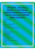 ISYE 6501 - Final Prep -&NewLine;Midterm 1 and 2 Review&NewLine;Updated Actual Questions and&NewLine;Correct Answers 2026&sol;2027&NewLine;edition Graded A&plus;