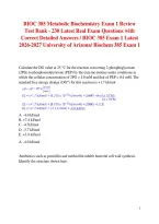 BIOC 385 Metabolic Biochemistry Exam 1 Review Test Bank - 230 Latest Real Exam Questions with Correct Detailed Answers &sol; BIOC 385 Exam 1 Latest 2026-2027 University of Arizona&sol; Biochem 385 Exam 1